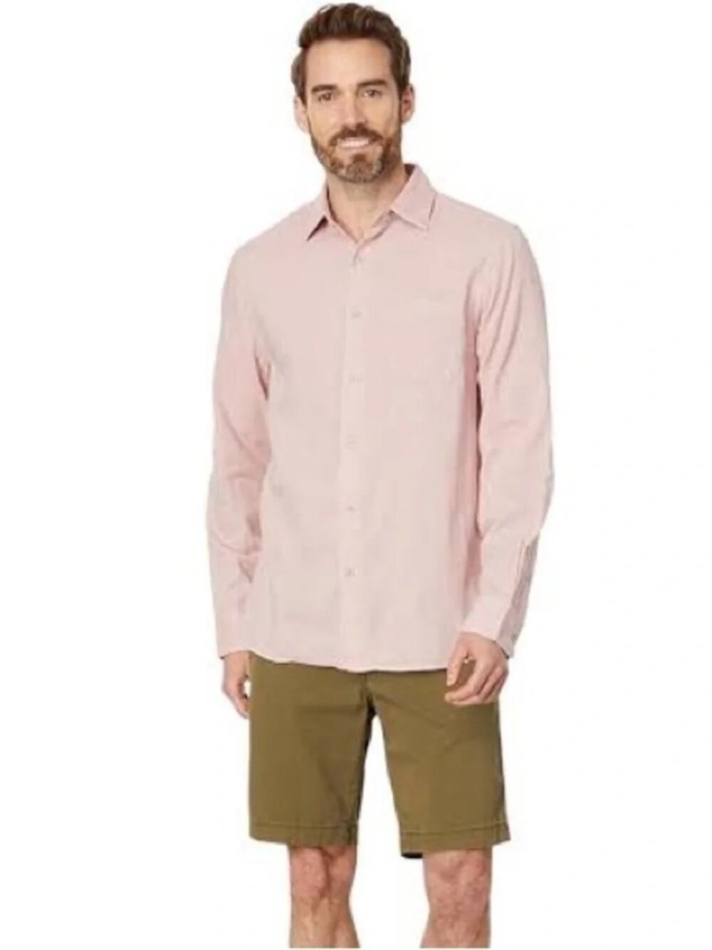 Faherty Sunwashed Chambray Shirt: Pink Sz L
